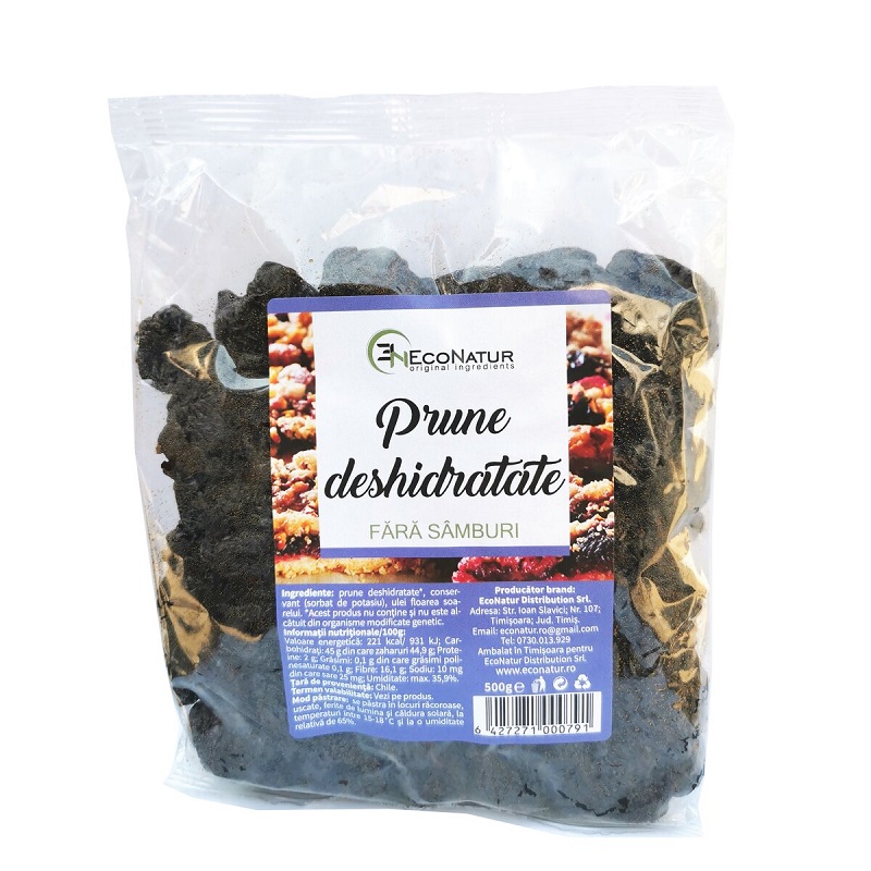 Prune uscate fara samburi, 500 g, Econatur