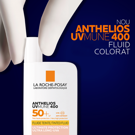 Fluid colorat cu protectie solara SPF 50+ pentru fata Anthelios UVmune 400, 50 ml, La Roche-Posay 549862