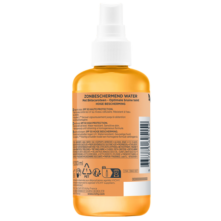 Apa cu beta-caroten si protectie solara SPF 50 pentru fata si corp Capital Soleil, 200 ml, Vichy 752088