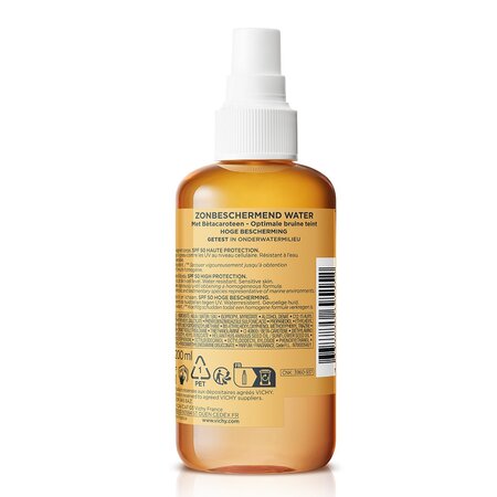 Apa cu protectie solara SPF 50 cu beta-caroten pentru fata si corp Capital Soleil, 200 ml, Vichy 550168