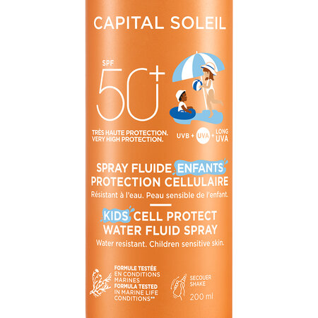 Spray fluid cu protectie solara SPF 50+ pentru copii Capital Soleil Kids Cell Protect, 200 ml, Vichy 550195