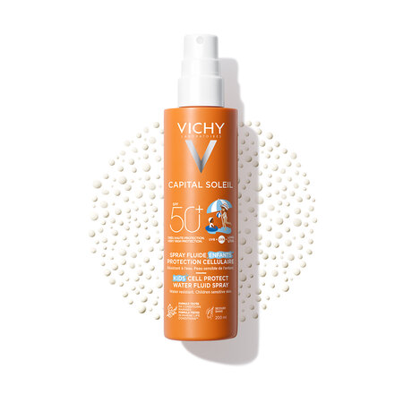 Spray fluid cu protectie solara SPF 50+ pentru copii Capital Soleil Kids Cell Protect, 200 ml, Vichy 550194