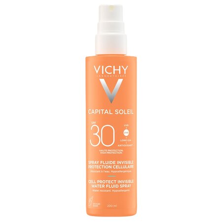 Spray fluid invizibil cu protectie solara SPF 30 pentru fata si corp Capital Soleil, 200 ml, Vichy