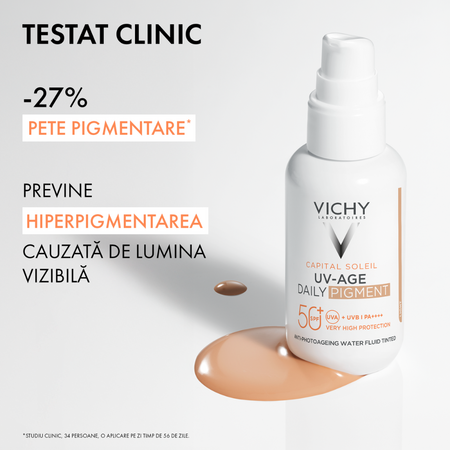 Fluid apos colorat anti-fotoimbatranire cu protectie solara SPF 50+ Capital Soleil UV Age Daily, 40 ml, Vichy 739739