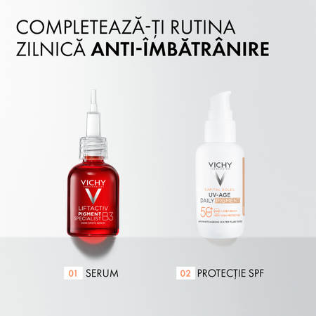 Fluid apos colorat anti-fotoimbatranire cu protectie solara SPF 50+ Capital Soleil UV Age Daily, 40 ml, Vichy 739740