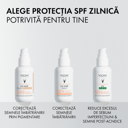 Fluid apos colorat anti-fotoimbatranire cu protectie solara SPF 50+ Capital Soleil UV Age Daily, 40 ml, Vichy 739741