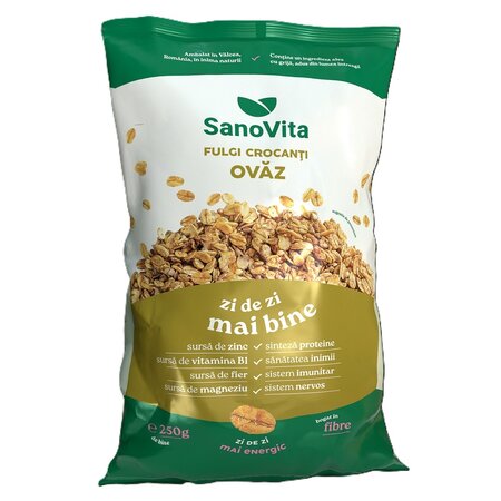 Fulgi de ovaz crispy, 250 g, Sanovita