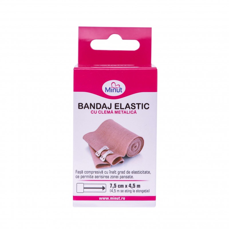 Bandaj elastic cu clema, 7,5 cm x 4,5 m, Minut