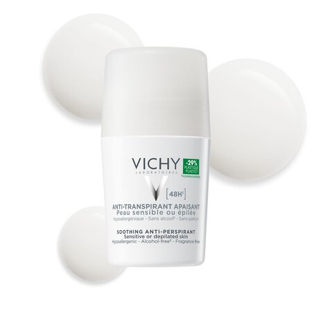 Pachet Deodorant roll-on antiperspirant fara parfum 48H, 50 ml + 50 ml, Vichy 699354