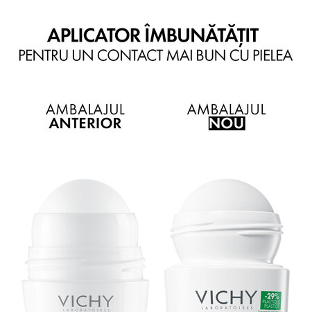 Pachet Deodorant roll-on antiperspirant fara parfum 48H, 50 ml + 50 ml, Vichy 699343