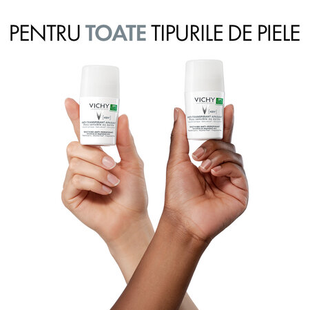 Pachet Deodorant roll-on antiperspirant fara parfum 48H, 50 ml + 50 ml, Vichy 699345