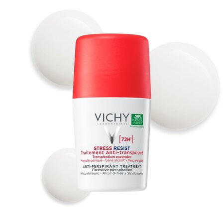 Pachet Deodorant roll-on tratament intensiv anti-transpirant Stress Resist 72H, 50 ml + 50 ml, Vichy 699332
