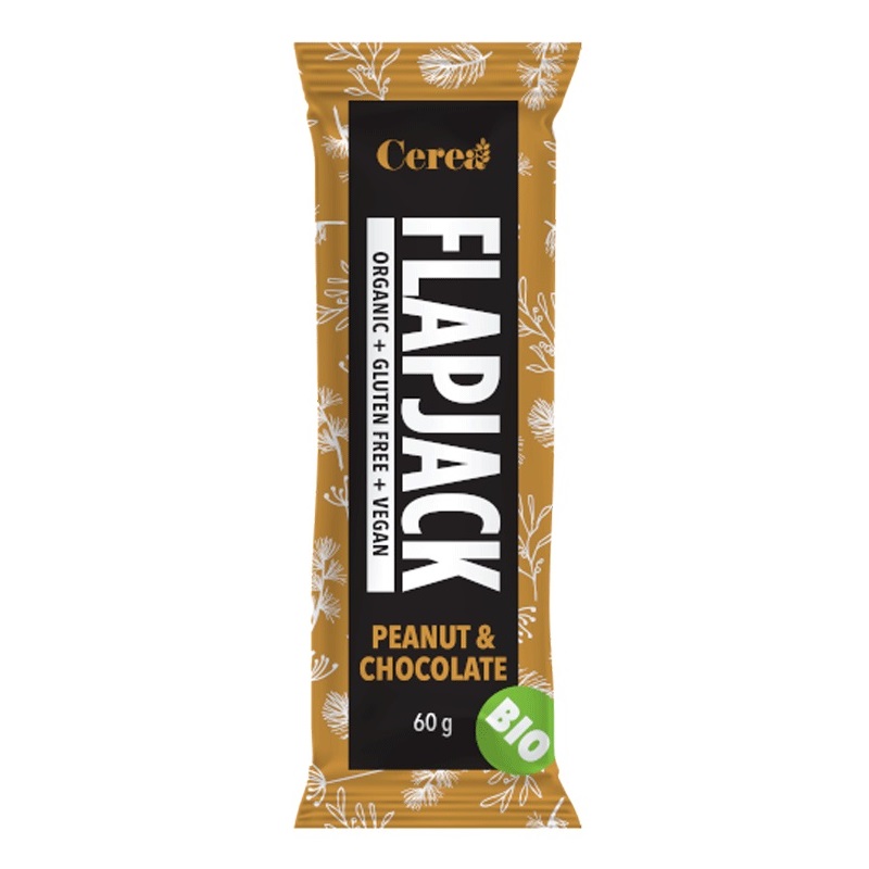 Baton ecologic fara gluten cu arahide si ciocolata Flapjack, 60 g, Cerea