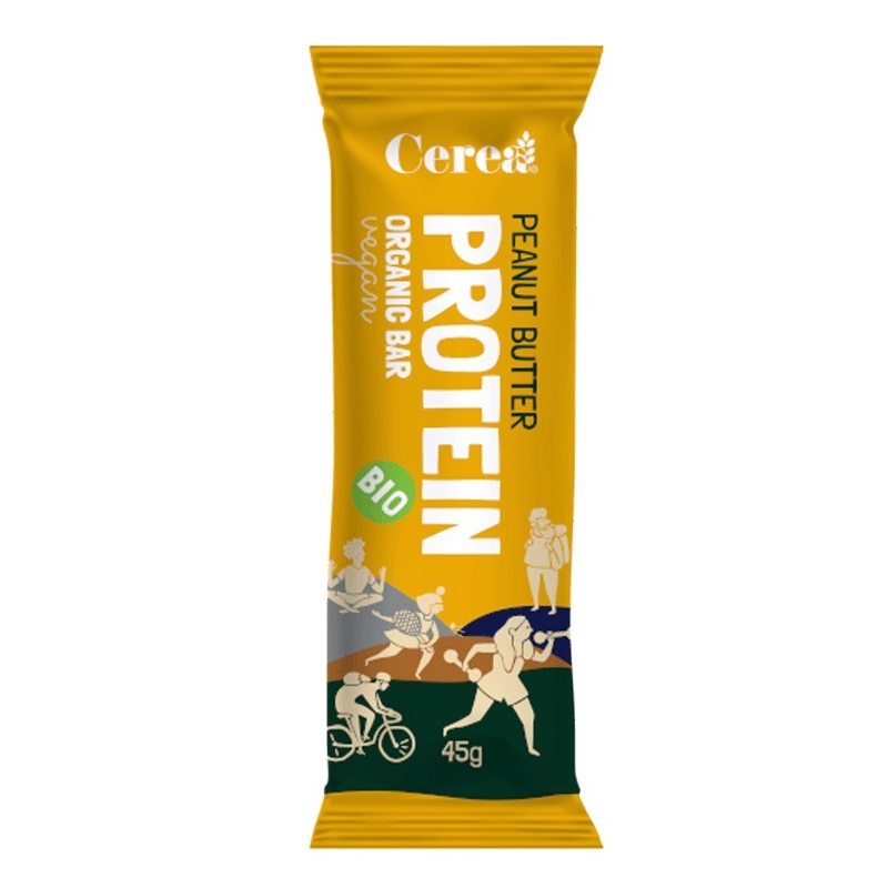 Baton ecologic fara gluten cu crema de arahide Protein, 45 g, Cerea