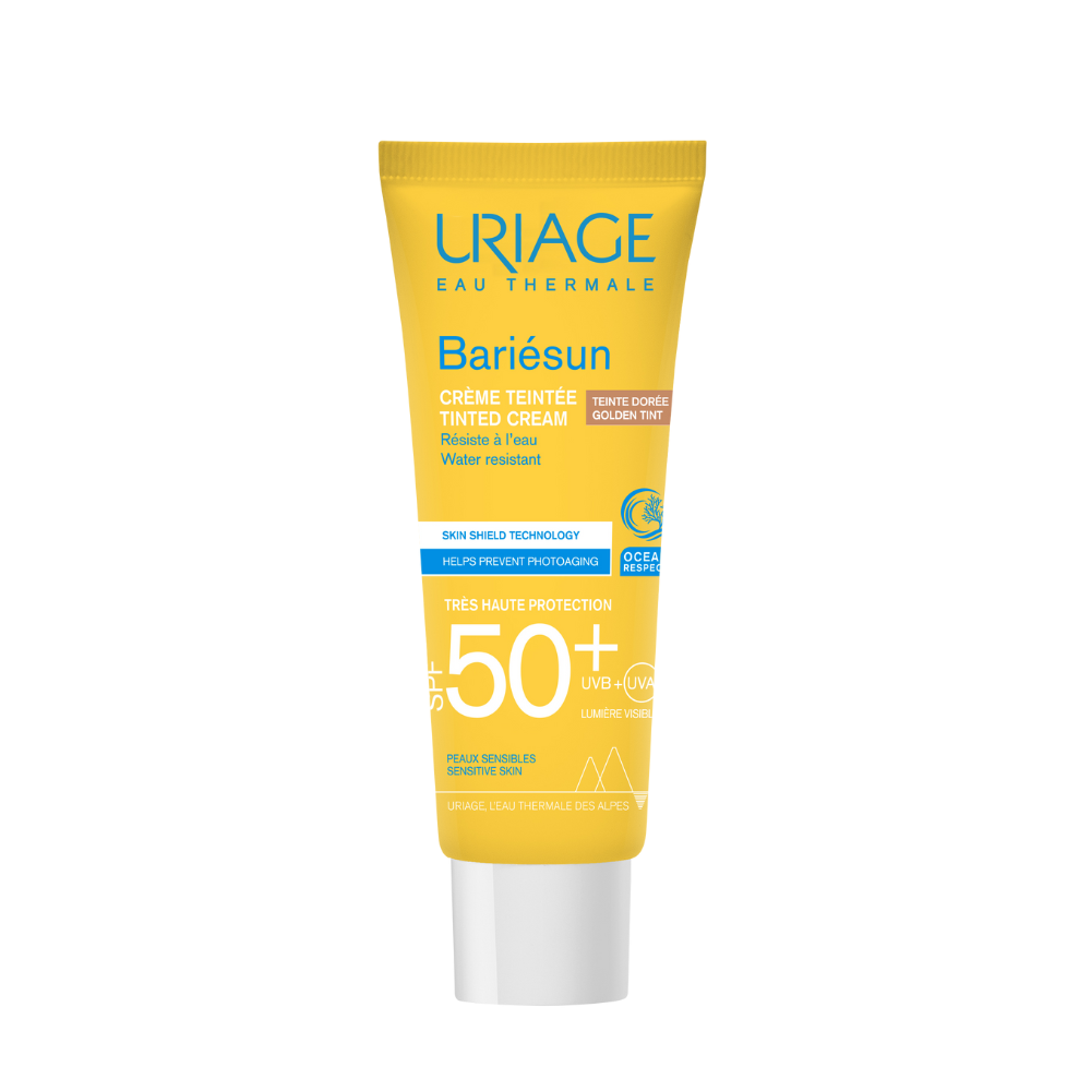 Crema colorata pentru protectie solara cu SPF 50+ Bariesun, Nuanta Gold, 50 ml, Uriage