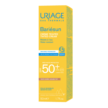 Crema colorata pentru protectie solara cu SPF 50+ Bariesun, Nuanta Gold, 50 ml, Uriage 598638