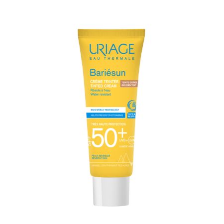 Crema colorata pentru protectie solara cu SPF 50+ Bariesun, Nuanta Gold, 50 ml, Uriage