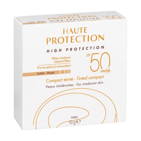 Fond de ten compact pentru protectie solara cu SPF 50+ nuanta Beige, 10 g, Avene