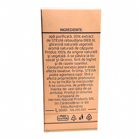 Indulcitor Stevia cu aroma de capsune SteviElle, 50 ml, Hermes Natural 725267