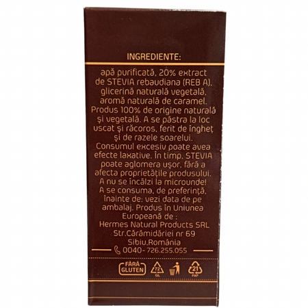 Indulcitor Stevia cu aroma de caramel SteviElle, 50 ml, Hermes Natural 725777