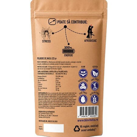 Pulbere de Maca, 125 g, Biovitalis 724907