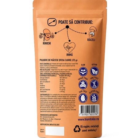 Pulbere de Macese, 125 g, Biovitalis 724908
