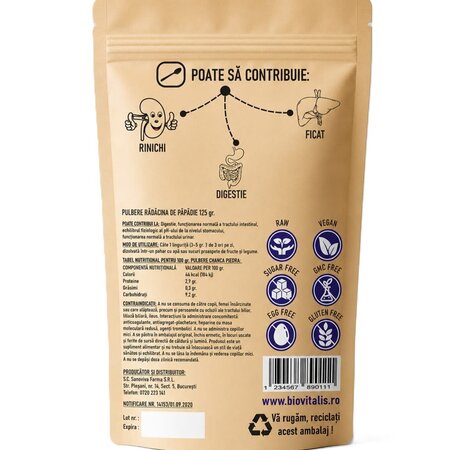 Pulbere de Radacina de Papadie, 125 g, Biovitalis 724893