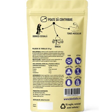 Pulbere de Tribulus Terrestris, 125 g, Biovitalis 724910