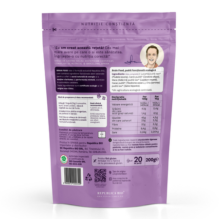 Pudra functionala ecologica Brain Food, 200 g, Republica Bio 734500