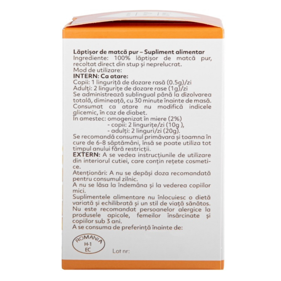 Laptisor de matca pur, crud, 10 g, Albina Carpatina : Farmacia Tei online