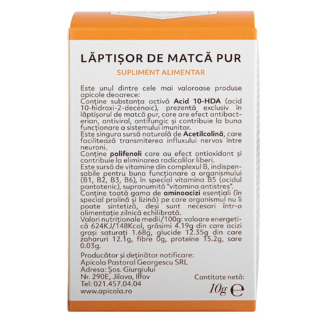 Laptisor de matca pur, crud, 10 g, Albina Carpatina 722013