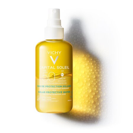 Apa cu protectie solara SPF 50+ pentru fata si corp Capital Soleil, 200 ml, Vichy 550157