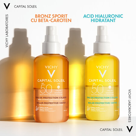 Apa cu protectie solara SPF 50+ pentru fata si corp Capital Soleil, 200 ml, Vichy 550159