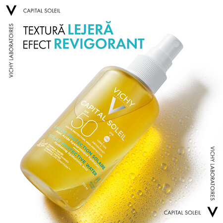 Apa cu protectie solara SPF 50+ pentru fata si corp Capital Soleil, 200 ml, Vichy 550158