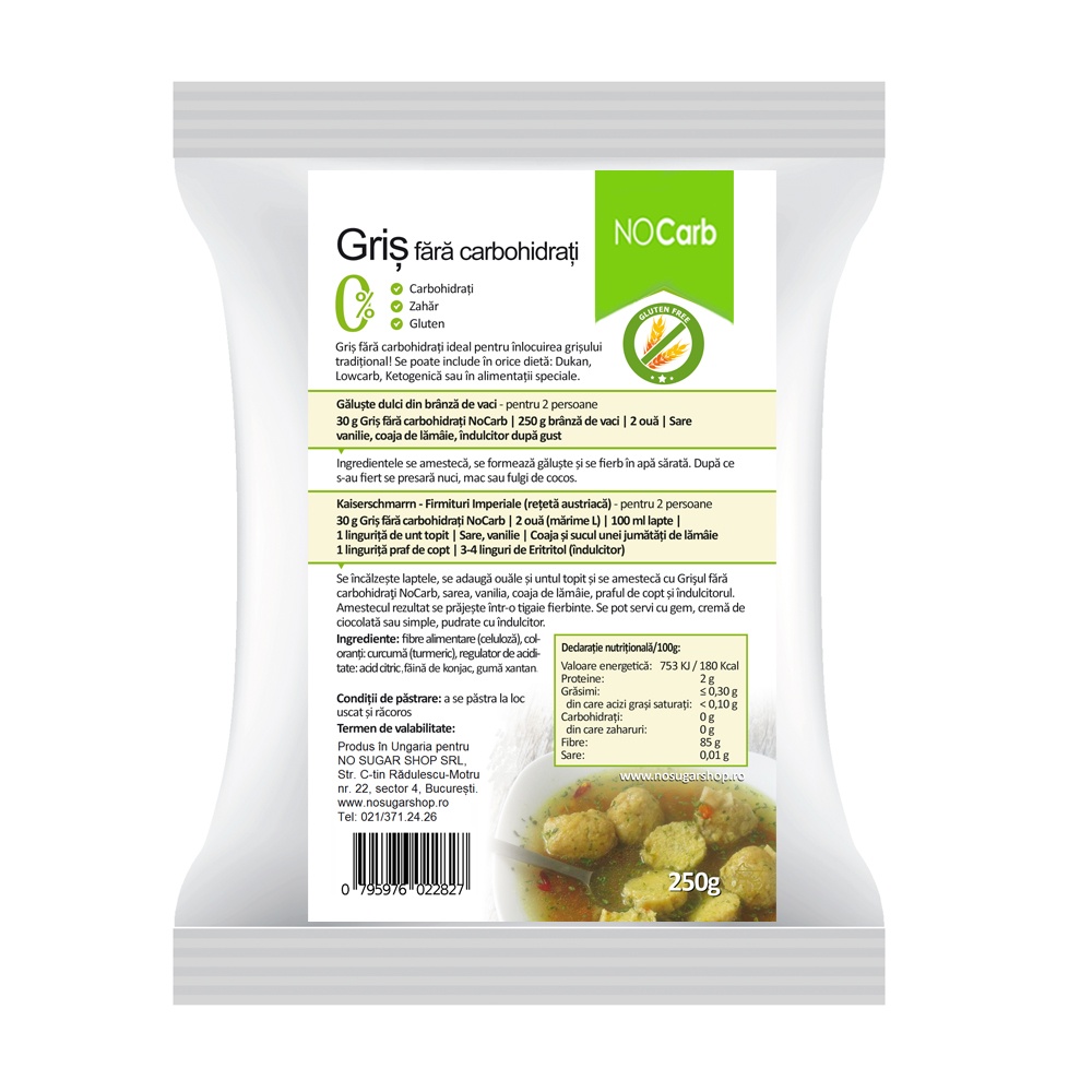 Gris fara carbohidrati, 250 g, NoCarb