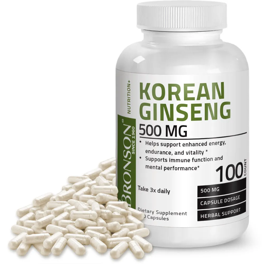 Ginseng Korean, 500 mg, 100 capsule, Bronson Laboratories