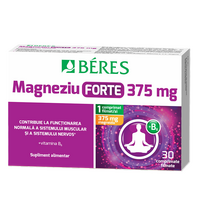 Magneziu forte 375 mg + B6, 30 comprimate filmate, Beres Pharmaceuticals Co