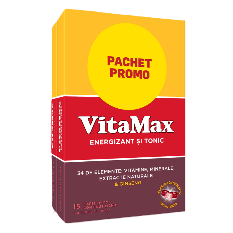 Pachet Vitamax, 15 capsule moi + 15 capsule moi, Perrigo