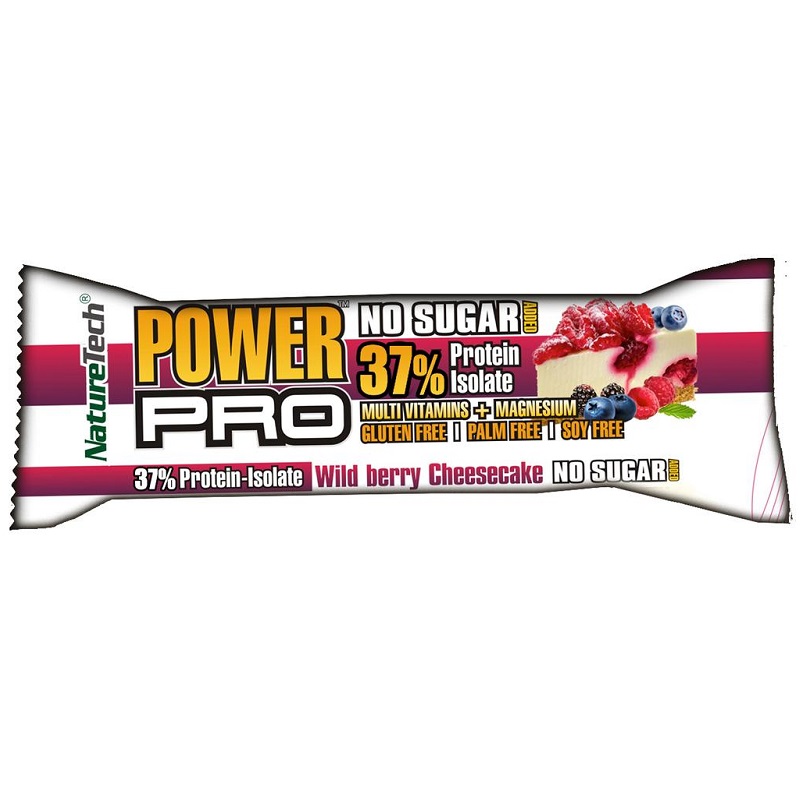 Baton energizant Power Pro aroma de cheesecake cu fructe de padure, 50g, Nature tech