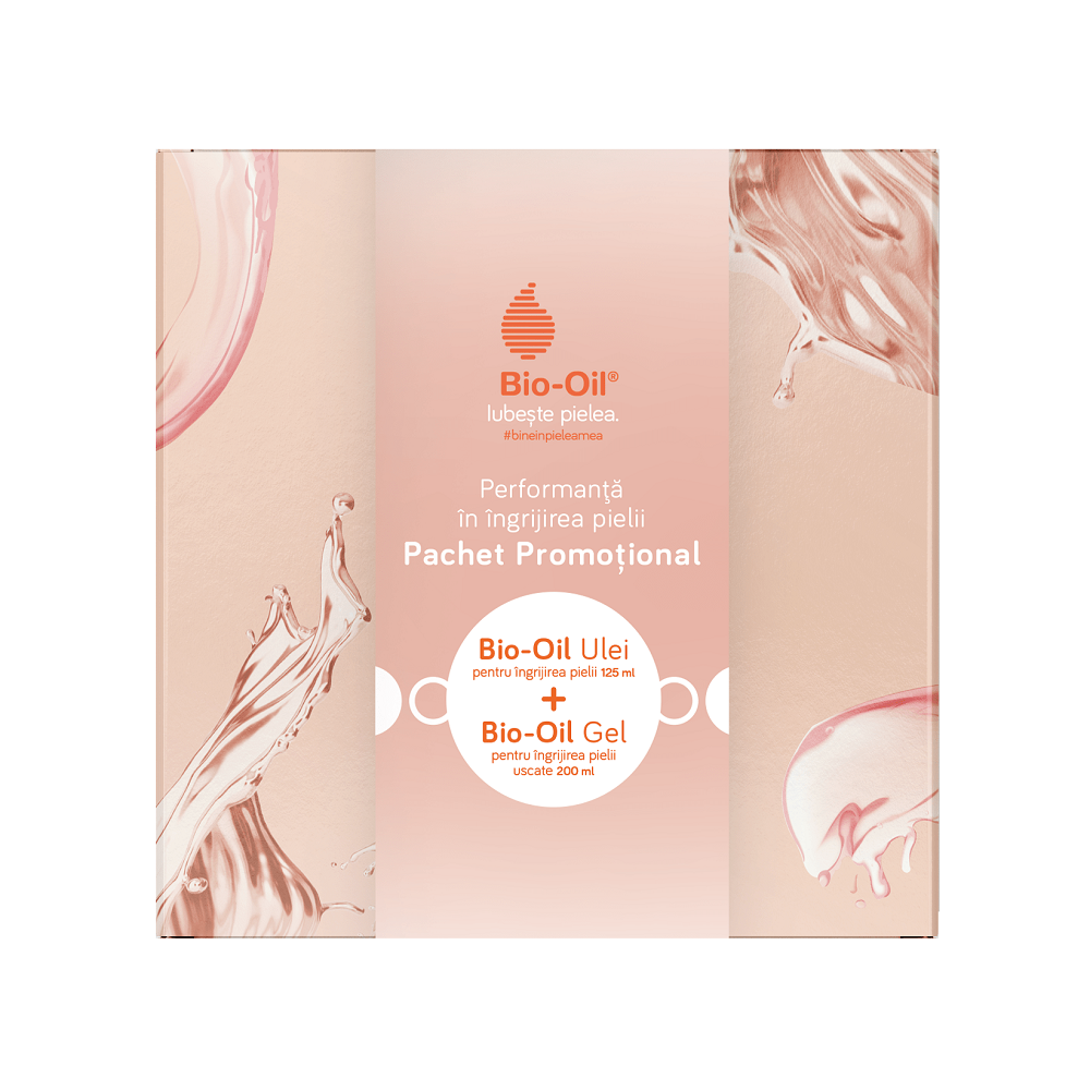 Pachet Ulei pentru ingrijirea pielii + Gel pentru ingrijirea pielii uscate, 125 ml + 200 ml, Bio Oil