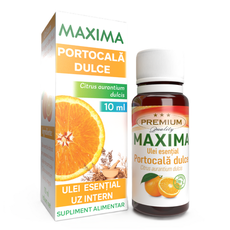 Eticheta Produs Ulei esential de portocala dulce Maxima, 10 ml, Justin Pharma