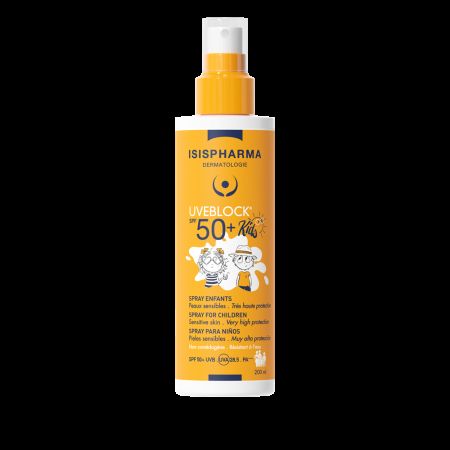 Spray cu protectie solara pentru copii UVEBLOCK SPF 50+ KIDS, 200 ml, Isis Pharma