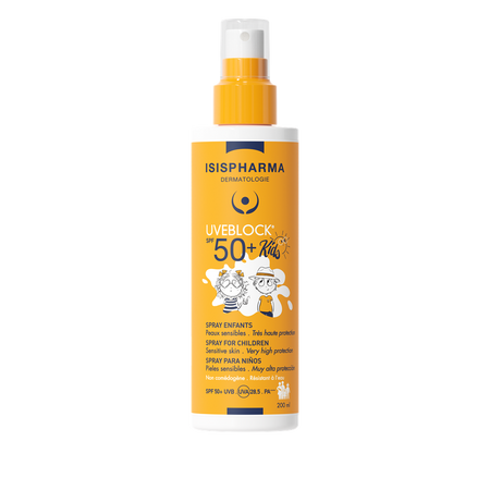 Spray cu protectie solara pentru copii UVEBLOCK SPF 50+ KIDS, 200 ml, Isis Pharma