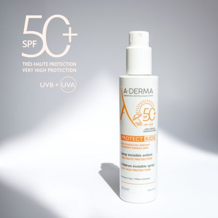 Spray protectie solara pentru copii SPF 50+ A-Derma Protect Kids, 200 ml, A-Derma 706253