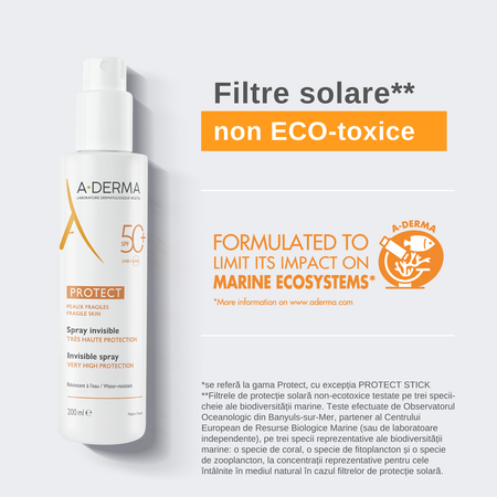 Spray pentru piele sensibila cu SPF 50+ A-Derma Protect, 200 ml, A-Derma 734543