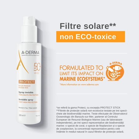 Spray pentru piele sensibila cu SPF 50+ A-Derma Protect, 200 ml, A-Derma 731037