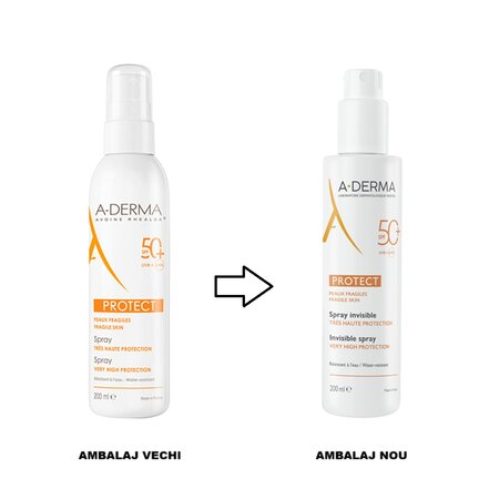 Spray pentru piele sensibila cu SPF 50+ A-Derma Protect, 200 ml, A-Derma 731035