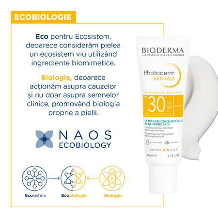 Fluid matifiant și corector Akn Mat SPF30 Photoderm, 40 ml, Bioderma 735747