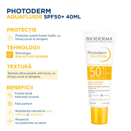 Crema lejera cu SPF50+ Invisible Aquafluide Photoderm, 40 ml, Bioderma 735757