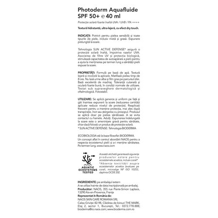 Crema lejera cu SPF50+ Invisible Aquafluide Photoderm, 40 ml, Bioderma 735767